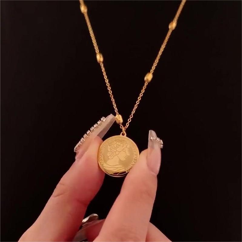 Vintage Creative Cartoon Character Pendant Necklace for Women in Titanium Steel with Plated Finish Minimalist Sweater Chain Luxury Jewelry