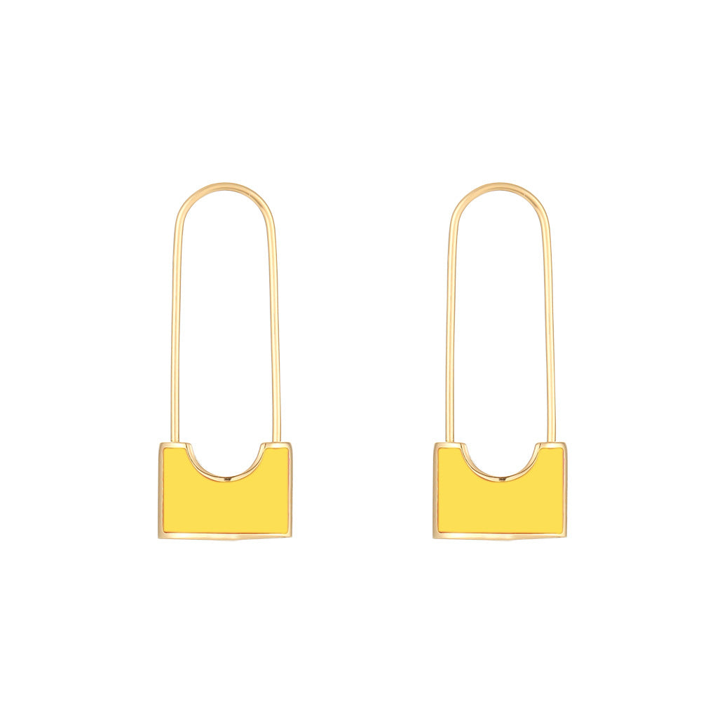 Orecchini da donna in acciaio inossidabile geometrici minimalisti con placcatura in oro 18 carati e finitura smaltata