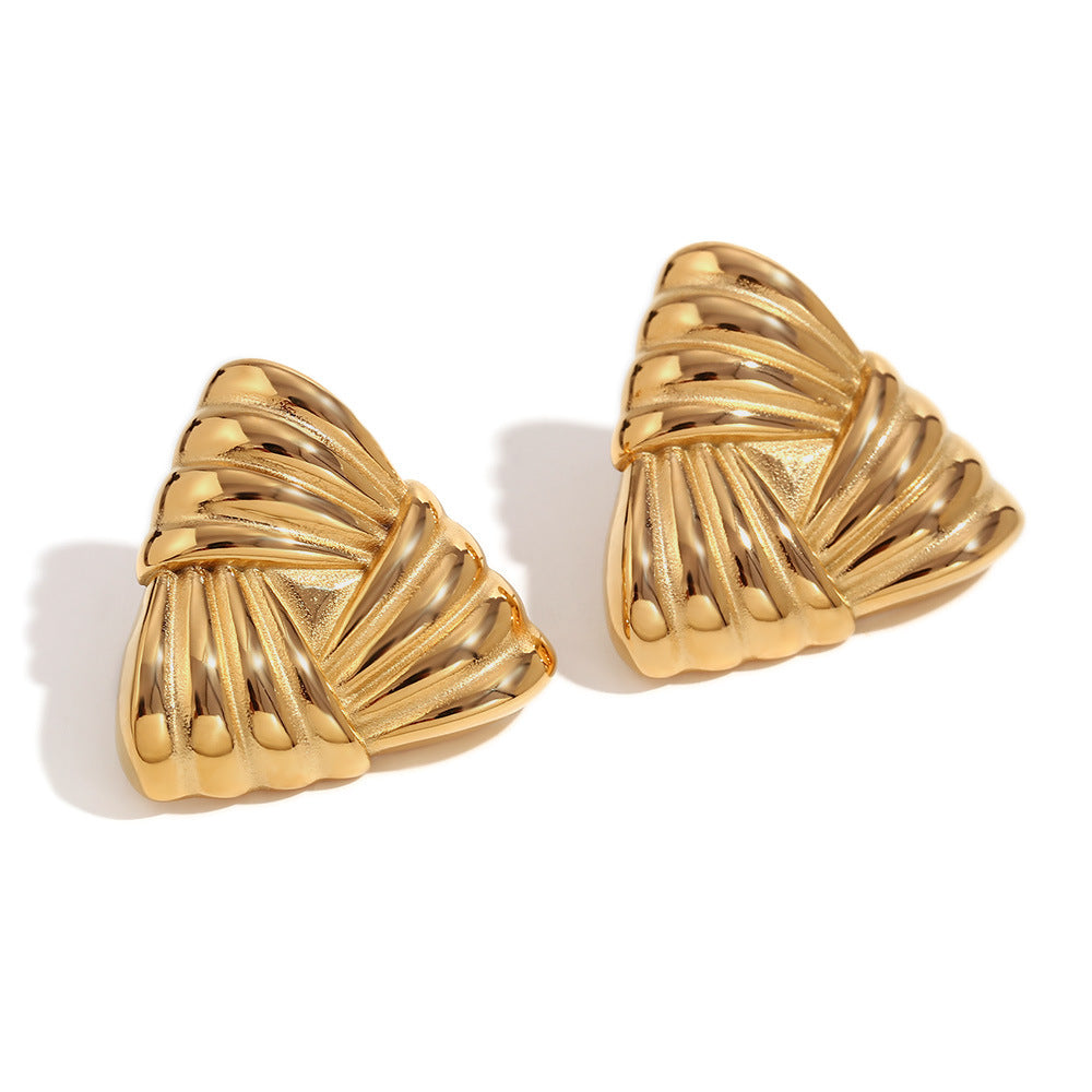 Orecchini da donna in acciaio inossidabile placcato oro 18 carati con triangolo geometrico ispirato al vintage