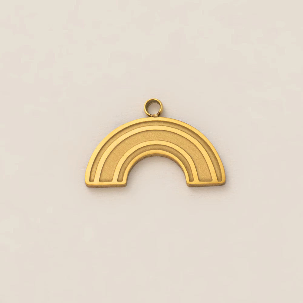 Ciondolo Bar Vintage in Acciaio Inossidabile Placcato Oro 18K con Motivo Geometrico Sole, Luna e Stella