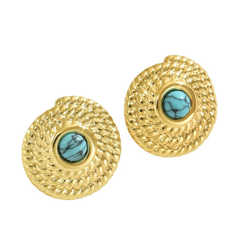 Orecchini a perno da donna in acciaio inossidabile con motivo geometrico vintage e filettatura circolare