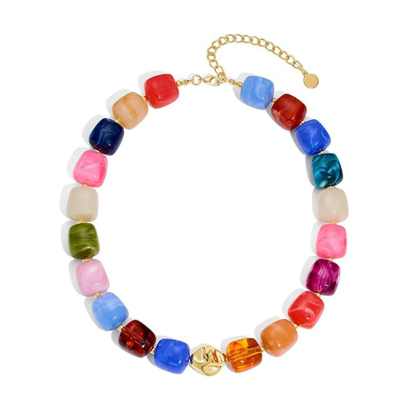 Casual Geometric Resin Polished Necklace for Women