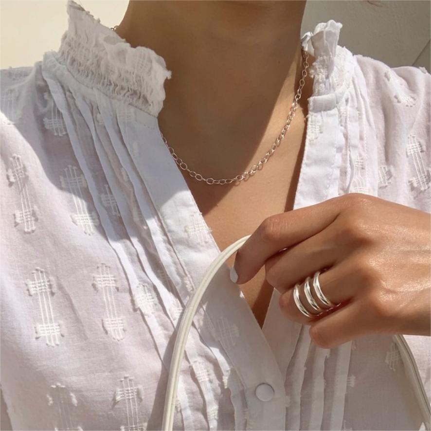 Minimalist Geometric Pendant Necklace in 925 Sterling Silver with O-Link Chain