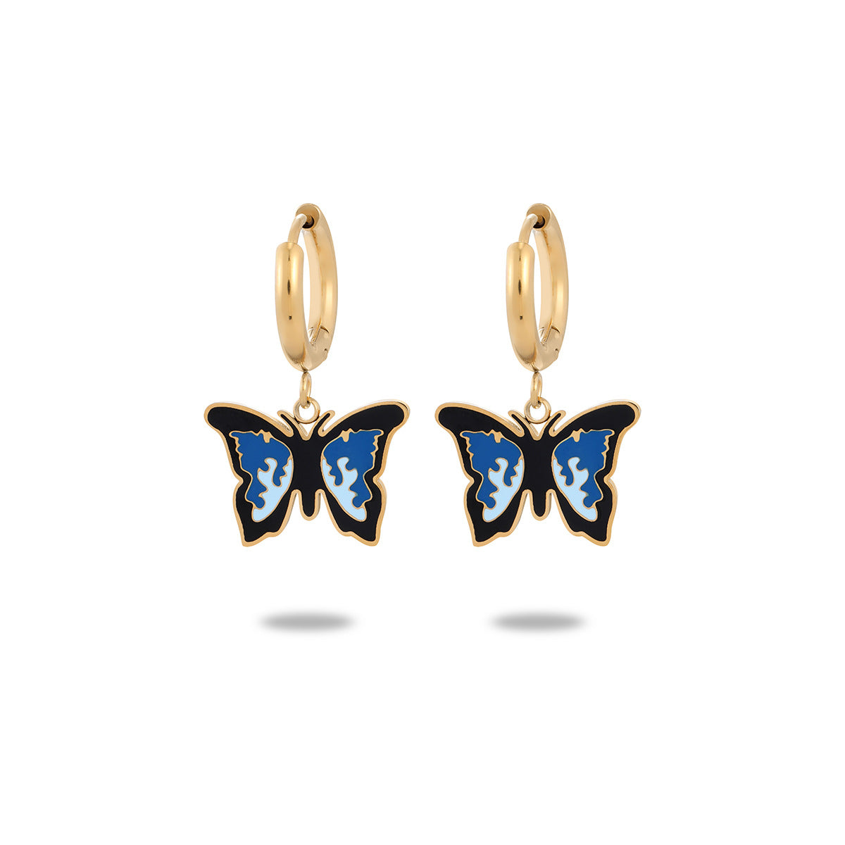 Fashionable Butterfly-Shaped Titanium Steel Earrings for Women with 18K Gold Plating and Polished Finish