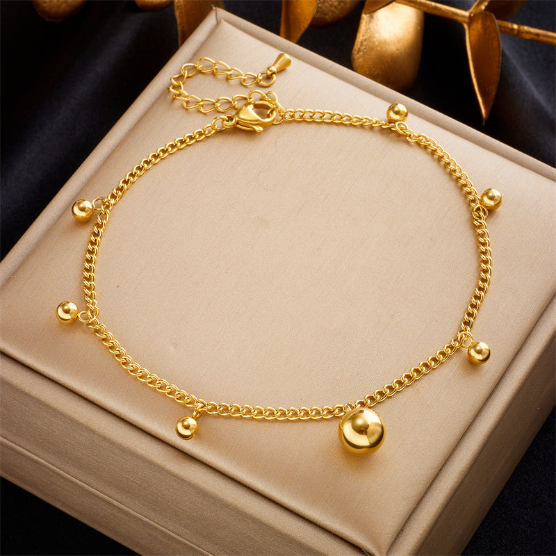 Cavigliera Minimalista Retrò Geometrica in Acciaio al Titanio Tono Oro da Donna