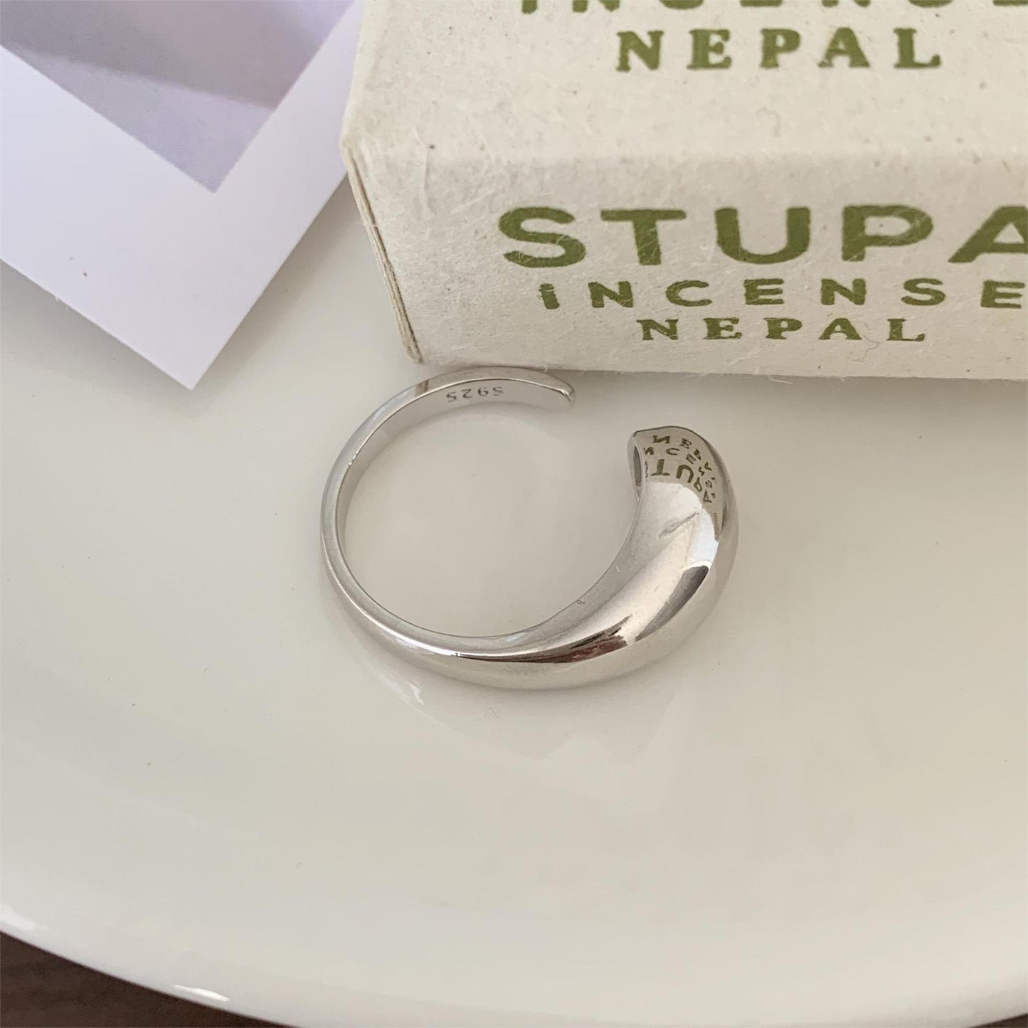 Sweet 925 Sterling Silver Teardrop Geometric Inlay Ring for Women