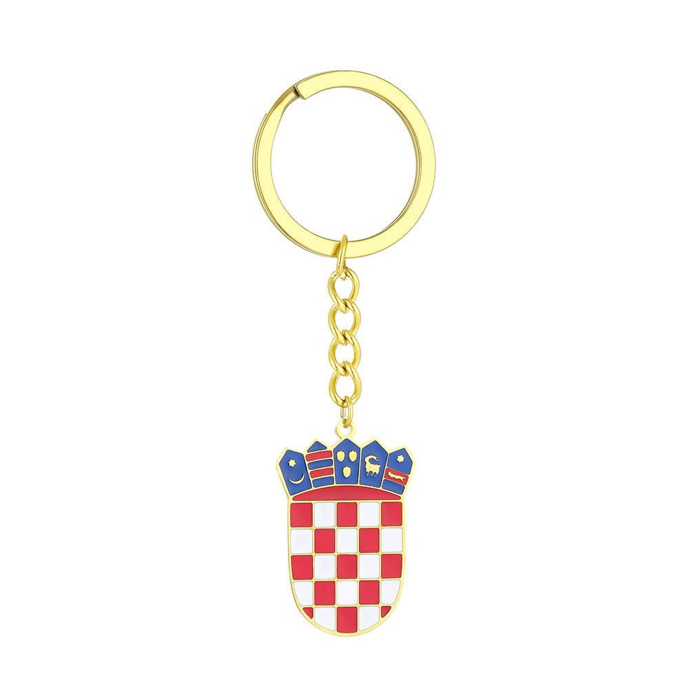Llavero con Insignia Étnica Croata Vintage en Acero de Titanio para Hombres y Mujeres