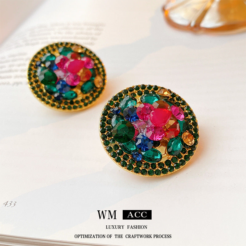Vintage-Style Geometric Round Clip-On Earrings in Alloy with Plated Finish for Women