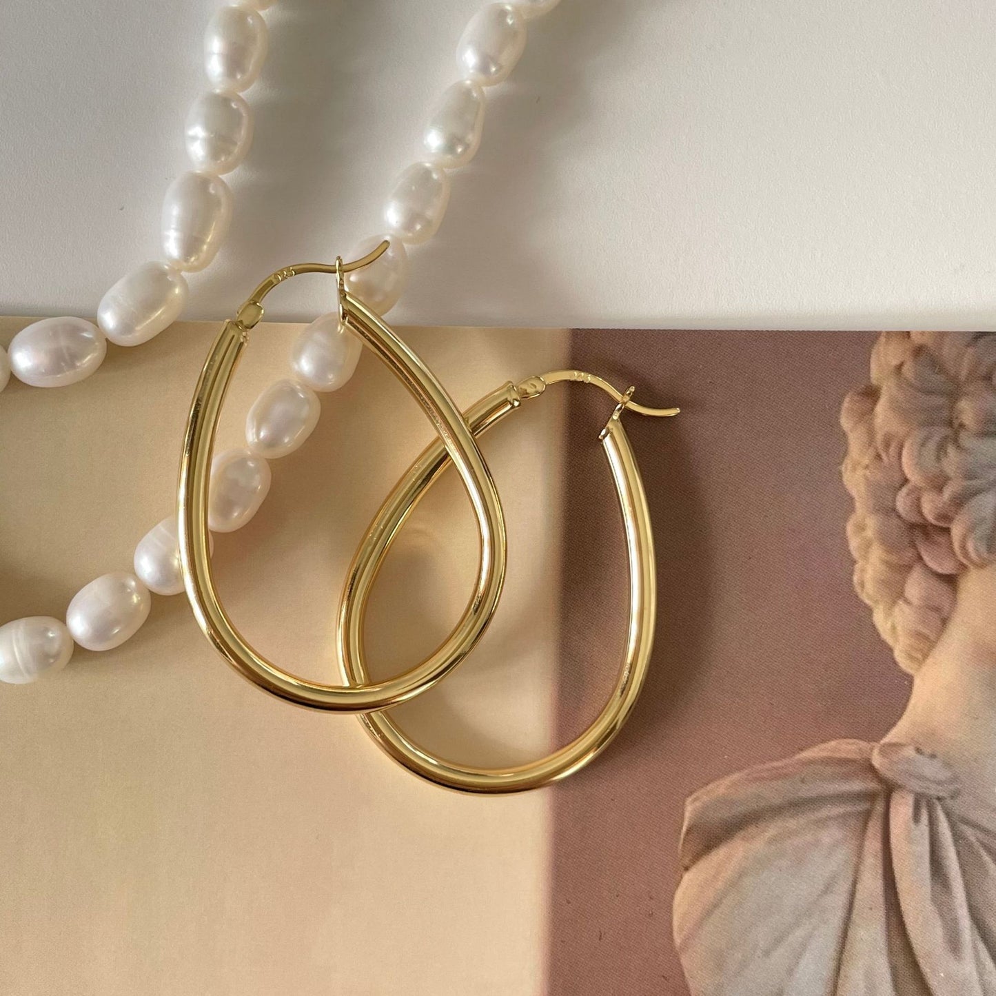Orecchini geometrici ovali da donna placcati in argento sterling 925, stile minimalista e dolce