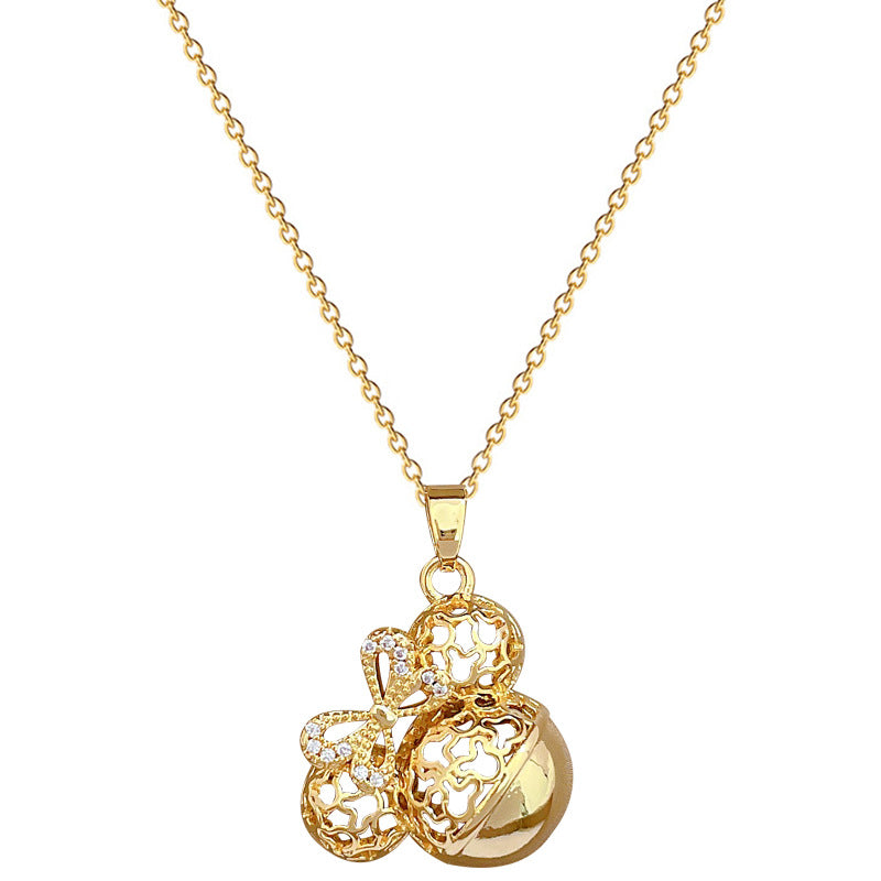 Luxury Sweet Butterfly Geometric Rhinestone Pendant Necklace Titanium Steel Chain Moon Pattern