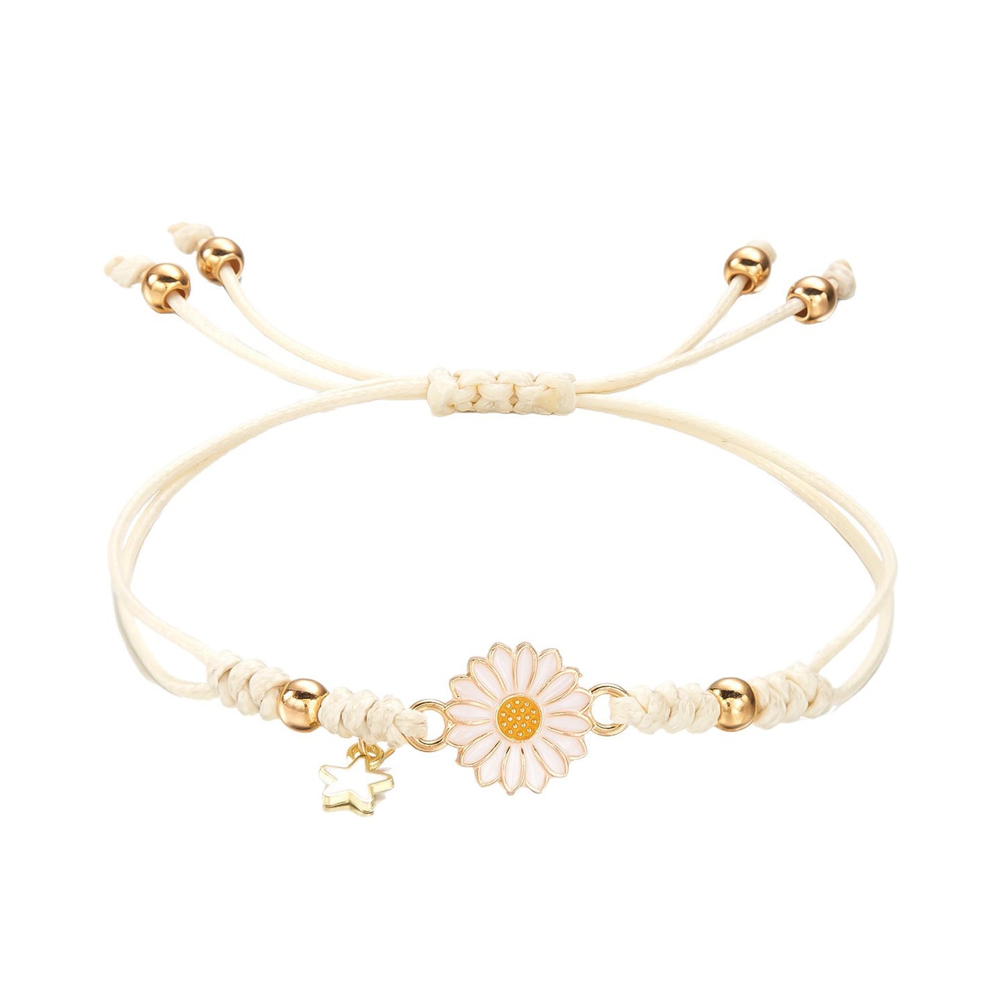 Set de pulseras de aleación de flores de margarita minimalistas para niñas, joyas frescas de verano para niños