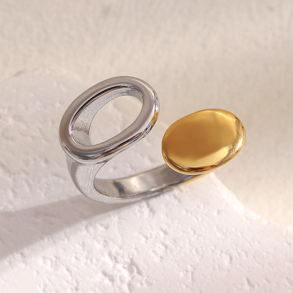 Anello Minimalista Geometrico da Donna in Acciaio Inossidabile Placcato Oro 18K