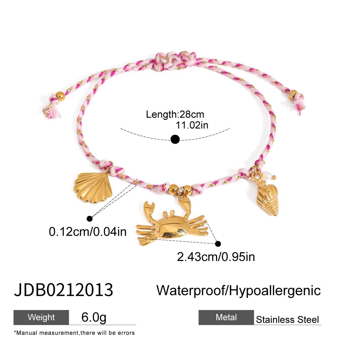 Minimalist Luxury Geometric Stainless Steel Plated Charm Bar Bracelet with Crab Pendant for Women