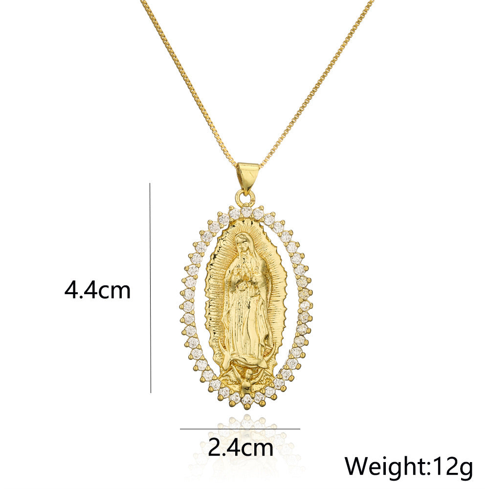 Minimalist Geometric Copper Pendant Necklace with 18K Gold Plating and Zircon Accents
