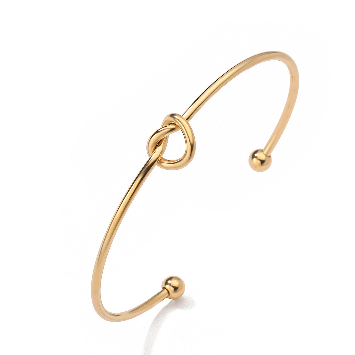 Minimalist Knoted Heart-Shaped 18K Gold-Plated Stainless Steel Bracelet for Women