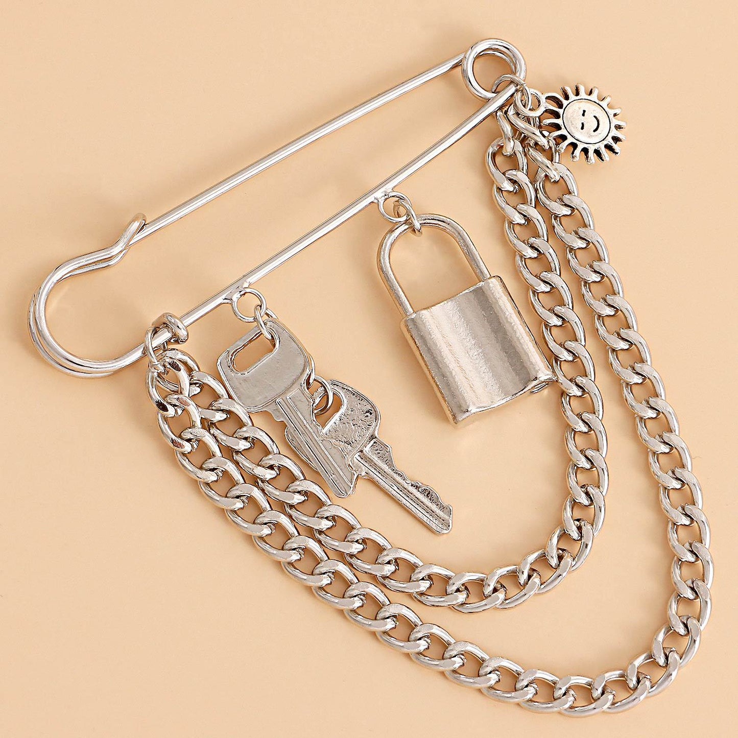 Punk Style Geometric Alloy Brooch with Plated Finish for Women