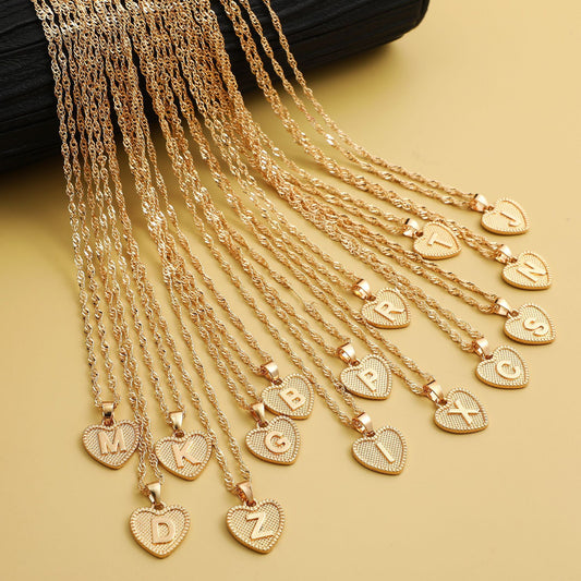 Minimalist Heart Letter Zinc Alloy Plated Necklace Singapore Chain Women