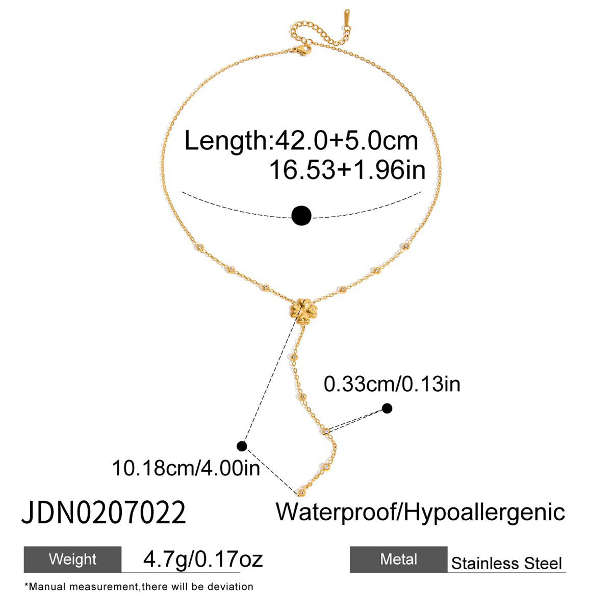 Collana di lusso a catena geometrica a Y con ciondolo in acciaio al titanio placcato oro 18 carati e zircone da donna