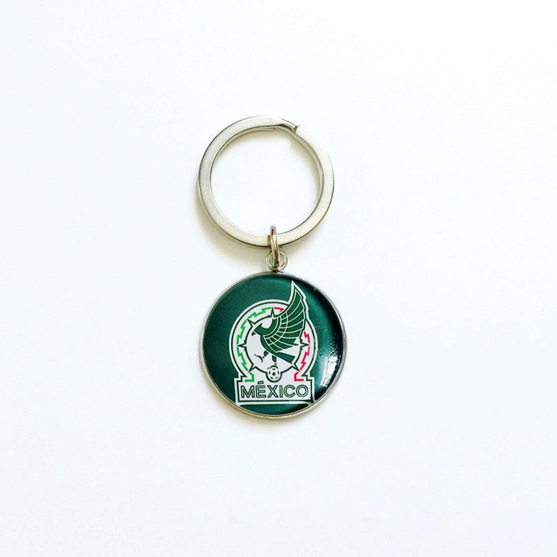 Sporty Round Stainless Steel Keychain National Football Team Souvenir Gift