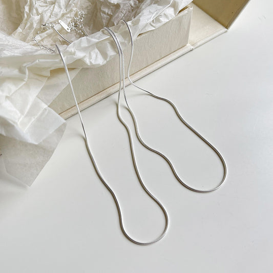Minimalist Geometric Snake Chain Necklace in 925 Sterling Silver with Plated Finish