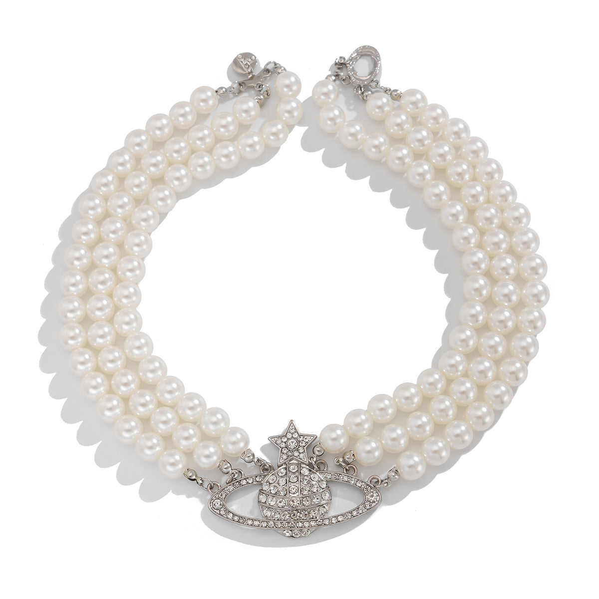 Collana con ciondolo a stella vintage in lega, intarsio di strass e nappe, da donna