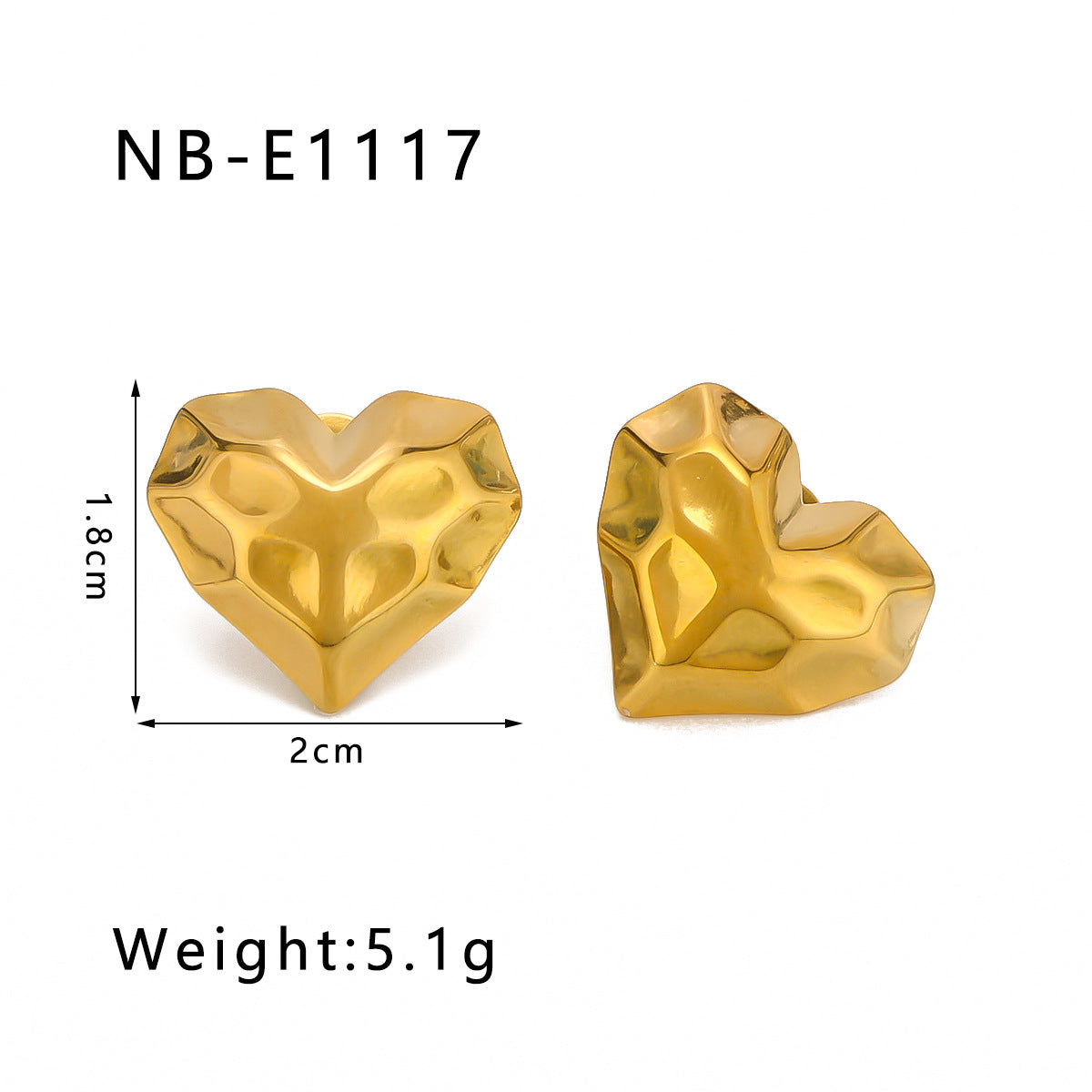 INS-Inspired Geometric Heart-Shaped Stainless Steel Earrings with 18K Gold Plating and Polished Symmetrical Finish