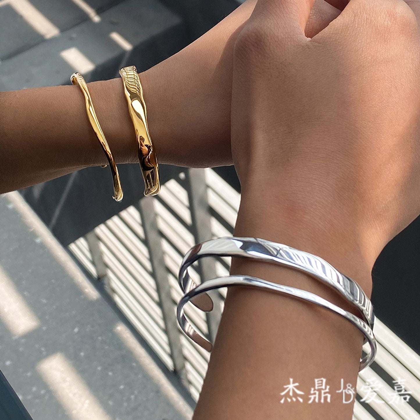 Geometric Plated Stainless Steel Bracelet
