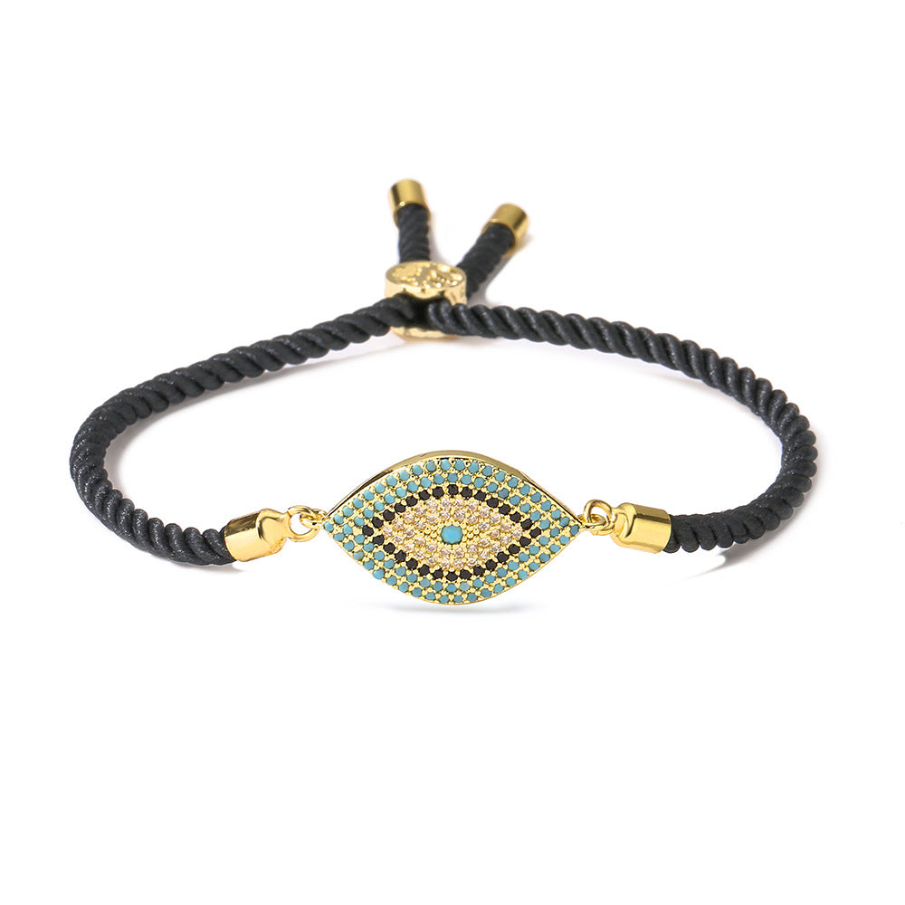 Geometric Evil Eye Bracelet for Women in Copper with Real Gold Plating and Zircon Inlay