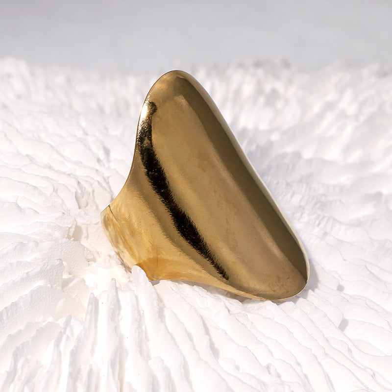 Anello Minimalista Geometrico in Acciaio Inossidabile con Placcatura in Oro 18K Fascia Aperta Regolabile da Donna