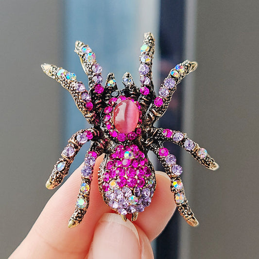Vintage Luxury Spider Brooch in Alloy with Plated Finish for Clothing and Coats