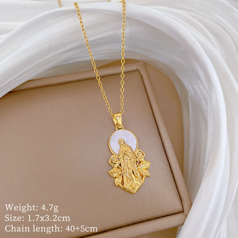 Sweet Cartoon Animal Micro-Inlaid Cubic Zirconia Brass Pendant Titanium Steel Necklace for Unisex