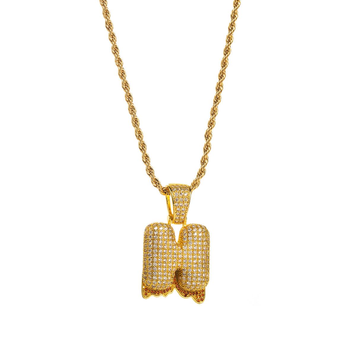 Collana con ciondolo a lettera "Sweet-Edgy" da donna in ottone con intarsio in zirconi cubici su catena a clavicola