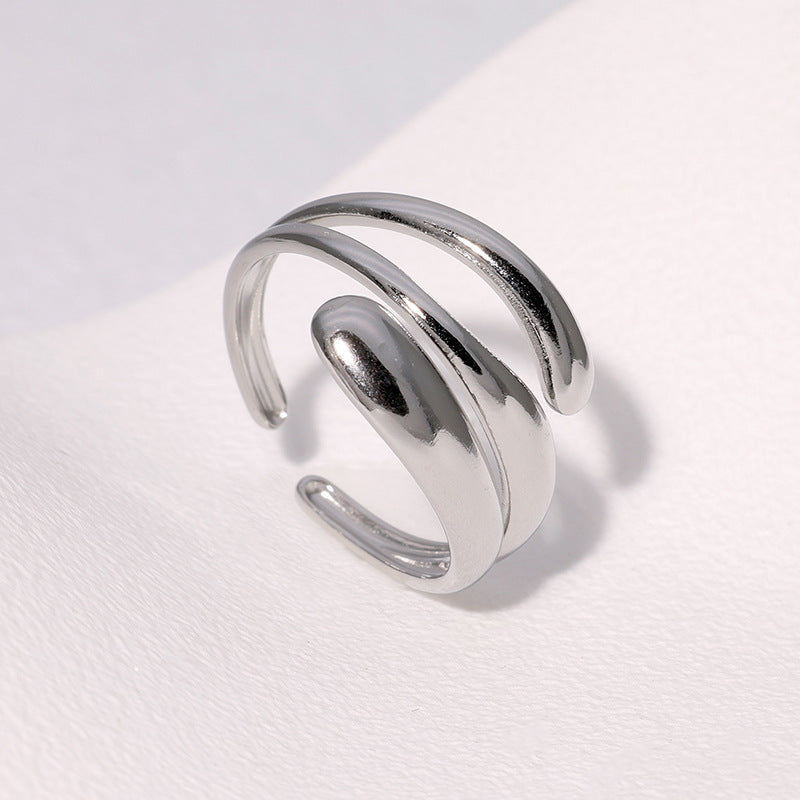 Minimalist Geometric Stainless Steel Open Ring for Women with Plated Finish, Fashionable and Hypoallergenic