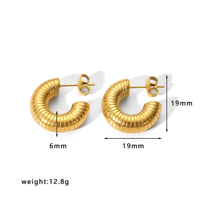 Orecchini a cerchio in acciaio inossidabile con design geometrico minimalista e placcatura, leggeri e lussuosi per donna