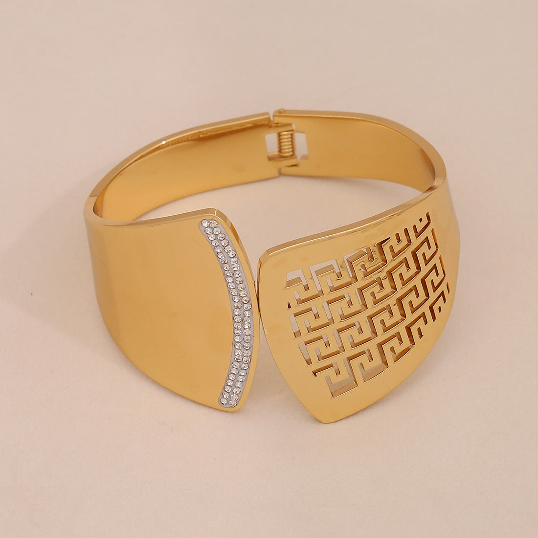 Bold Floral Stainless Steel Bracelet with Plated Finish for Women