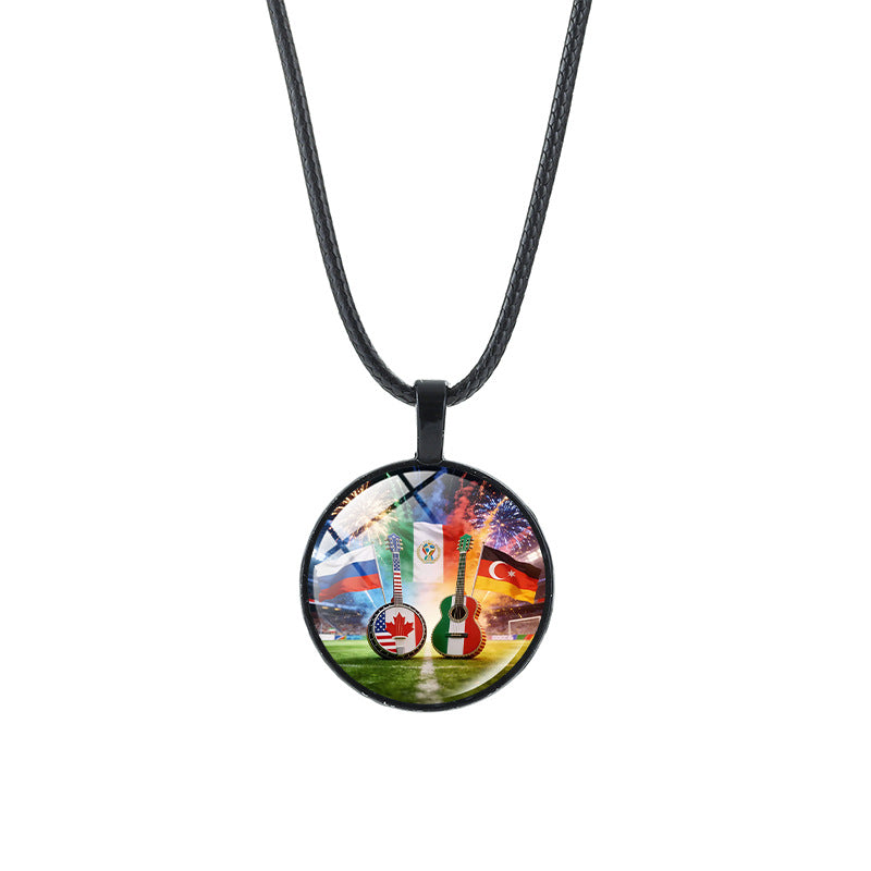 Vintage Sporty Geometric Alloy Plated Crystal Pendant Necklace Unisex
