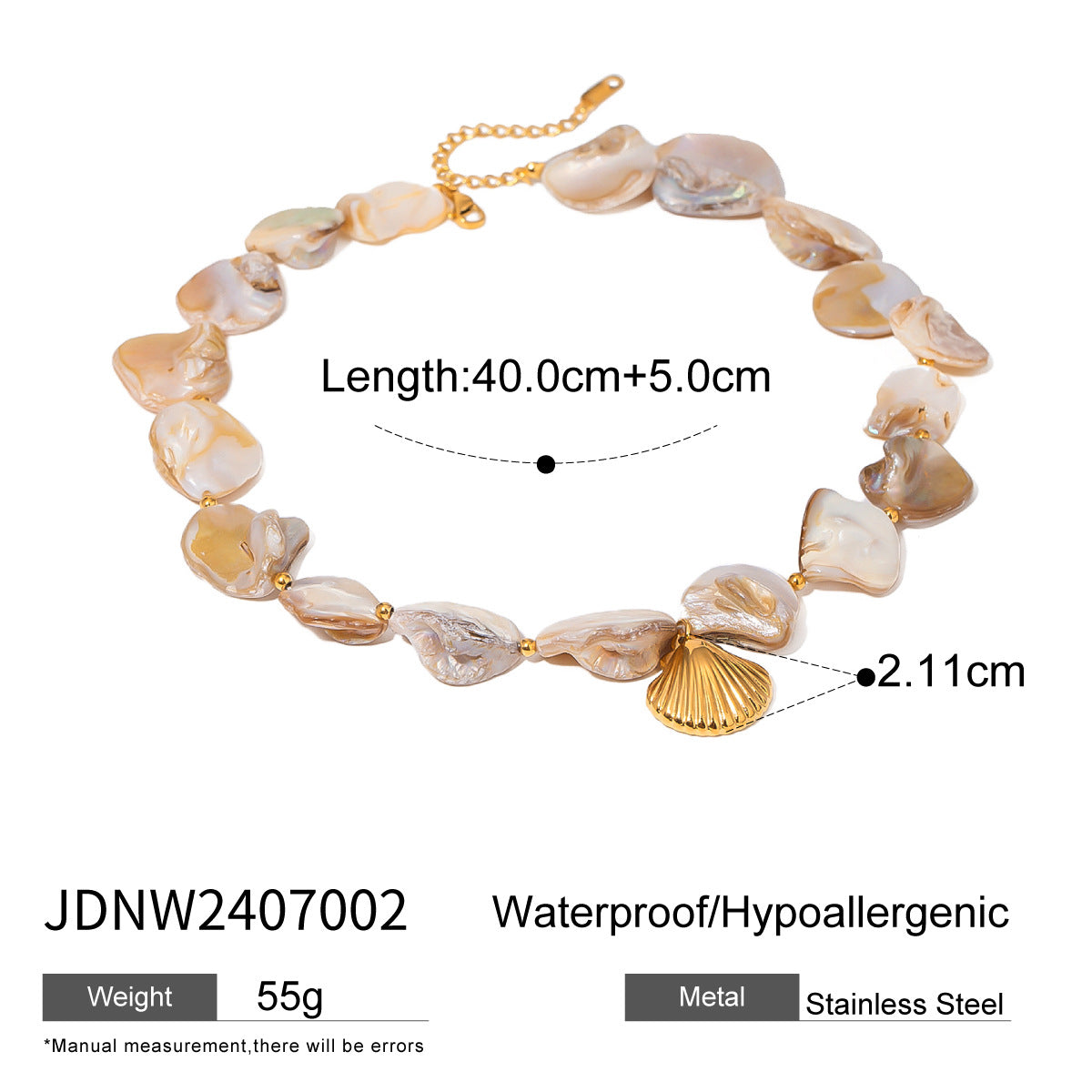 Elegante collana pendente in acciaio al titanio a forma di conchiglia con finitura placcata per donna, design geometrico, catena minimalista per clavicola
