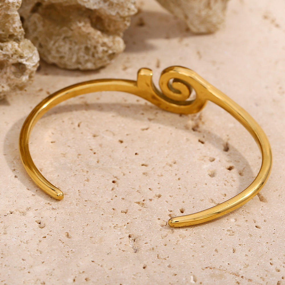 Bracciale alla moda con cerchi aperti placcati in oro 18K in acciaio inossidabile geometrico rotondo minimalista