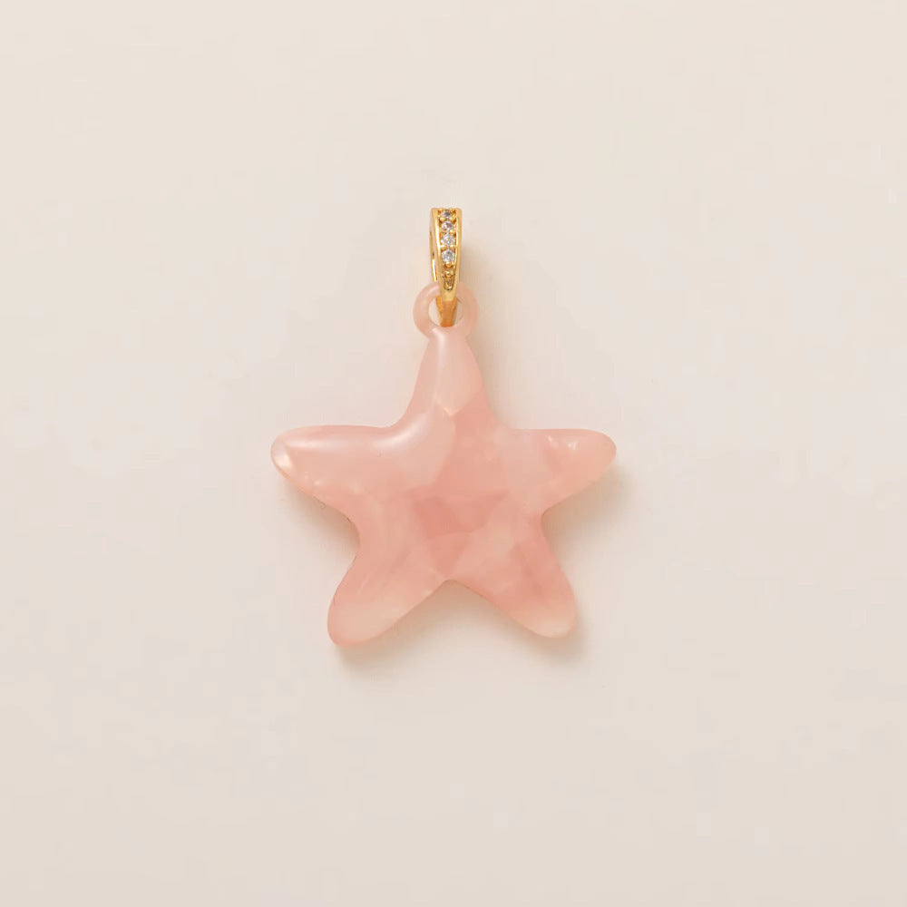 Luxury Casual Geometric Animal Brass Plated Pendant Necklace with Fish Starfish Shell Corn Chain for Unisex
