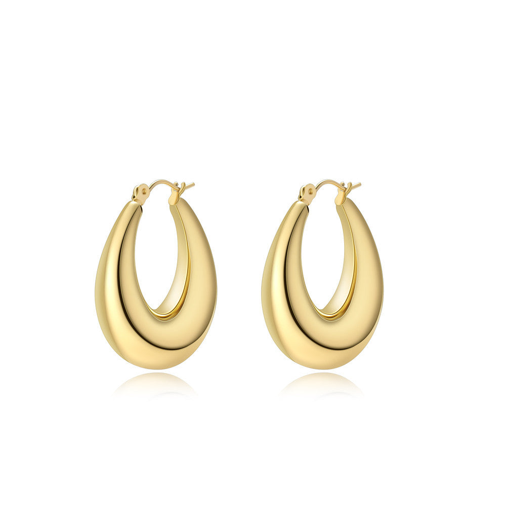 Orecchini Minimalisti Geometrici da Donna in Acciaio Inossidabile con Placcatura Sottovuoto in Oro 18K