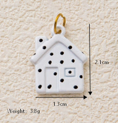 Minimalist Luxury Geometric House Star Heart Cubic Zirconia Inlaid 18K Gold Plated Stainless Steel Pendant Charm Bar