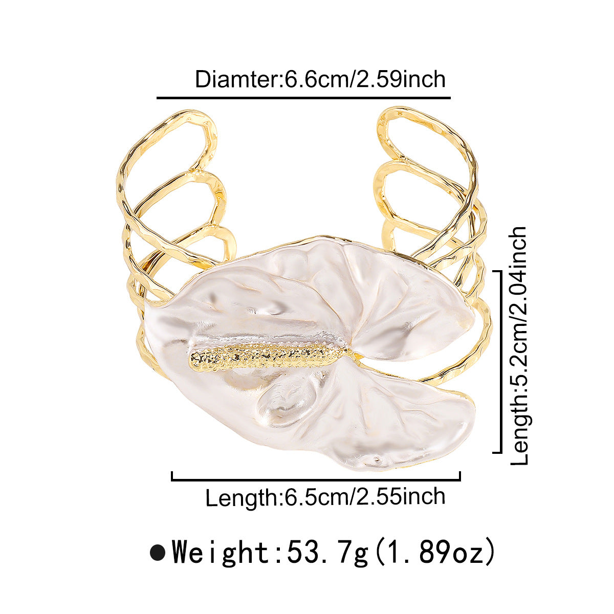 Pulsera Vintage Floral Esmaltada de Aleación de Zinc con Diseño de Pétalos, Joyería Minimalista Elegante para la Mano