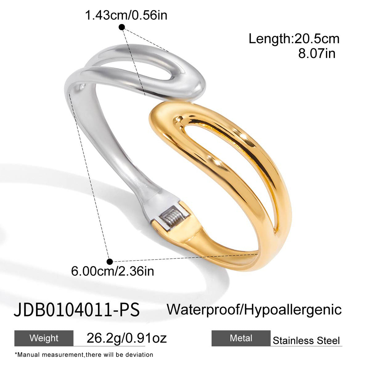 Geometric Stainless Steel Plated Open Cuff Bracelet