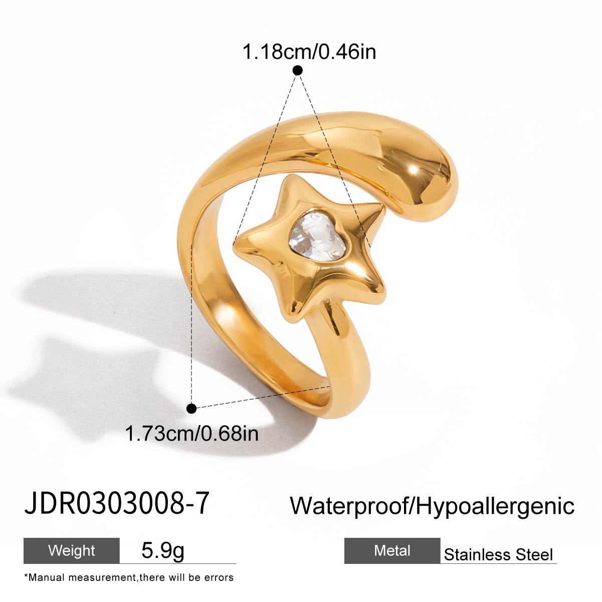 Minimalist Star Stainless Steel Plated Ring for Women
