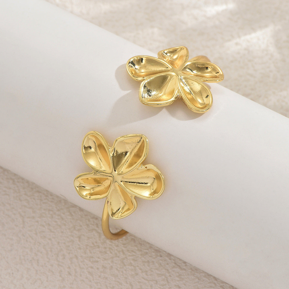 Floral Design Adjustable Opening Bracelet for Women in Alloy with Plated Finish