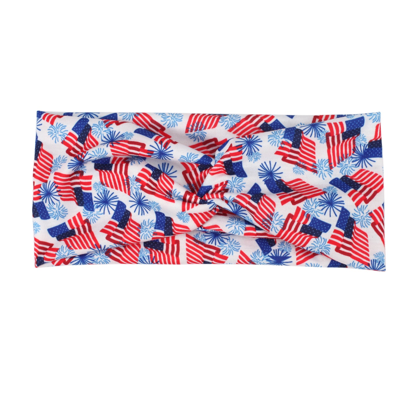 Fascia per Capelli Sportiva Stampa Foglie Bandiera Americana Rosso Bianco Blu a Strisce per Yoga Fitness Festa