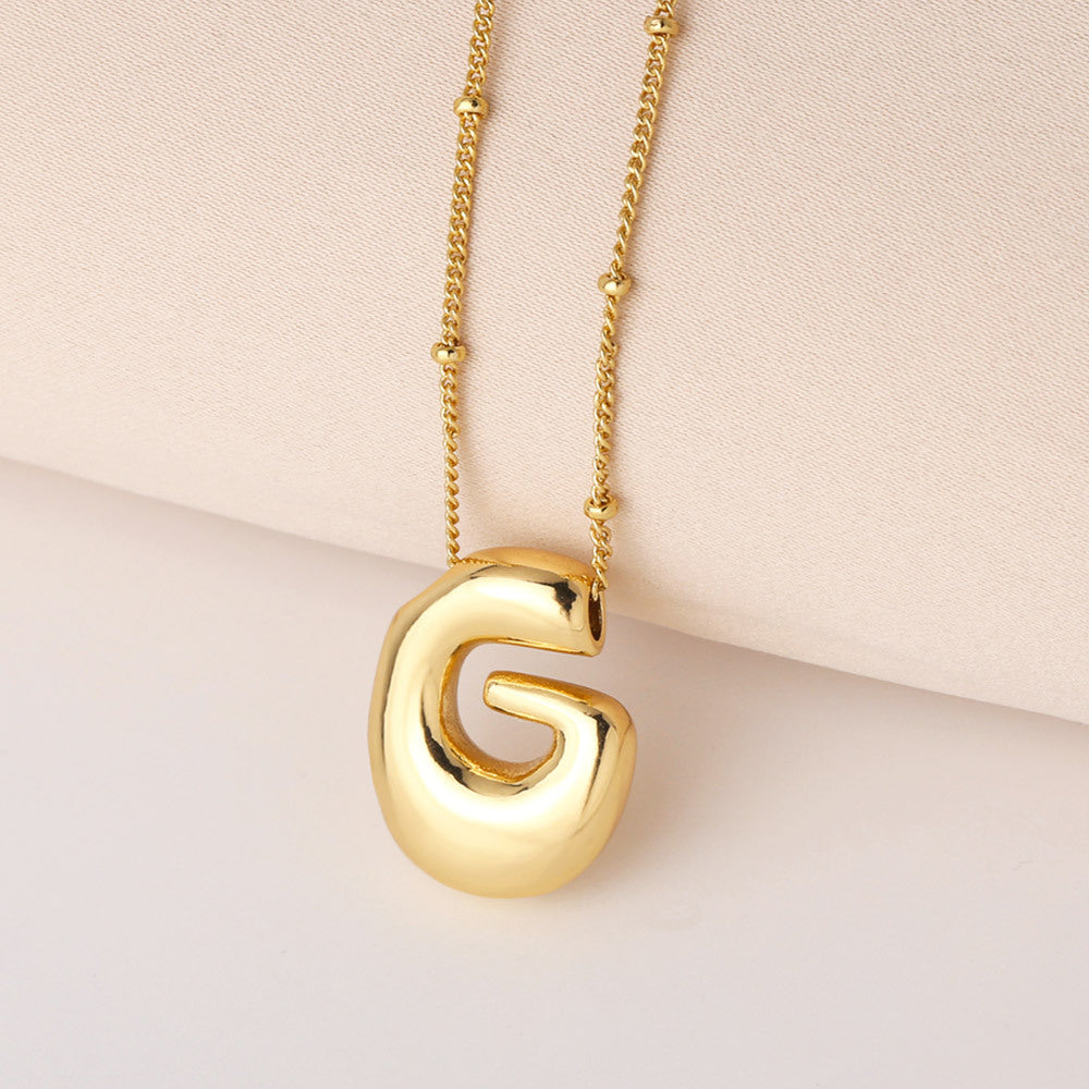 Minimalist Gold Plated Brass Letter Pendant Necklace Cable Chain Unisex Jewelry