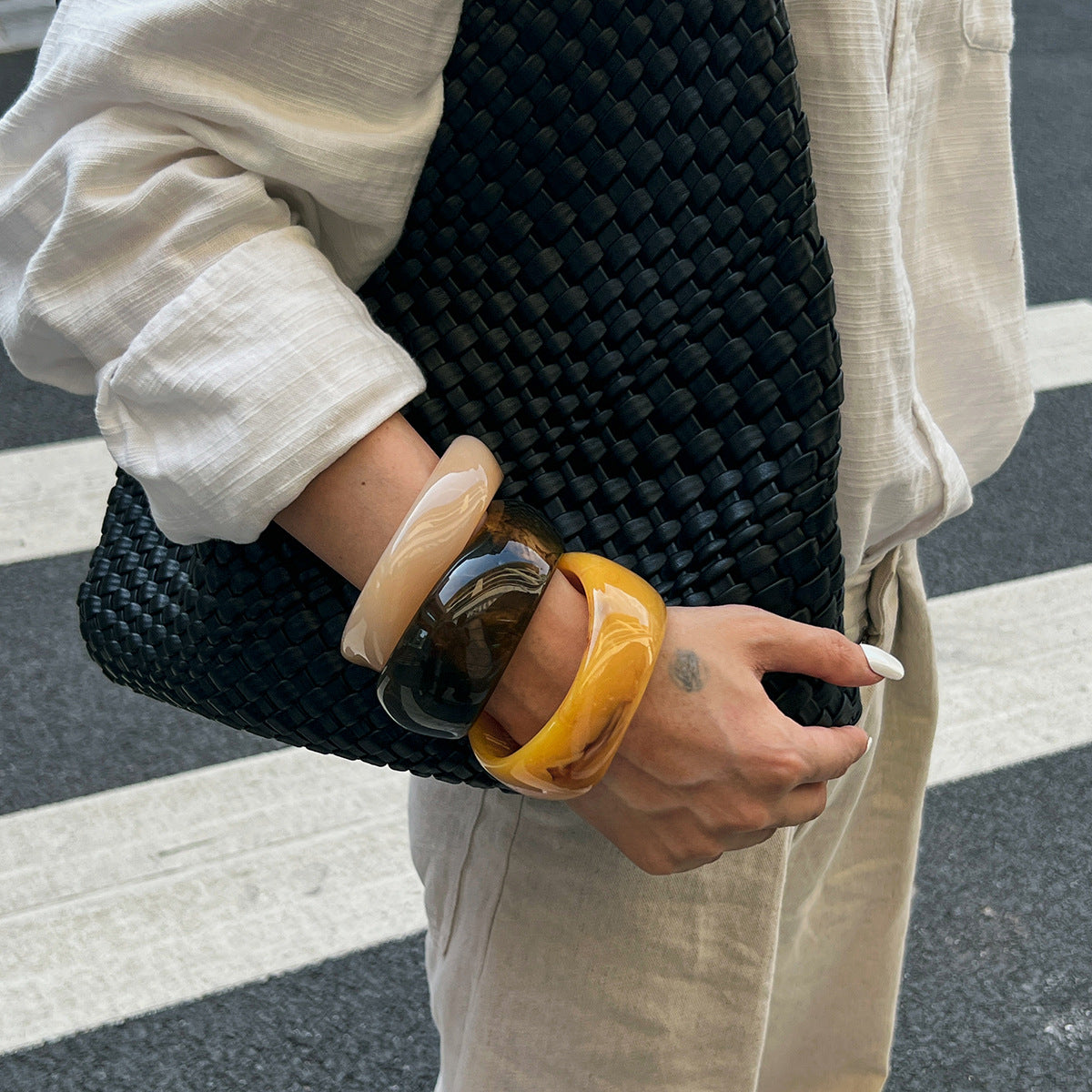 Gradient Geometric Resin Cuff Bracelet