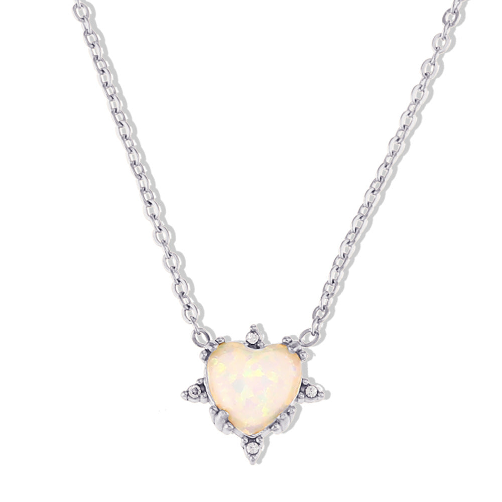 Set di collana, orecchini e bracciale da donna placcati oro in acciaio inossidabile a forma di cuore, con intarsi di strass, stile vintage