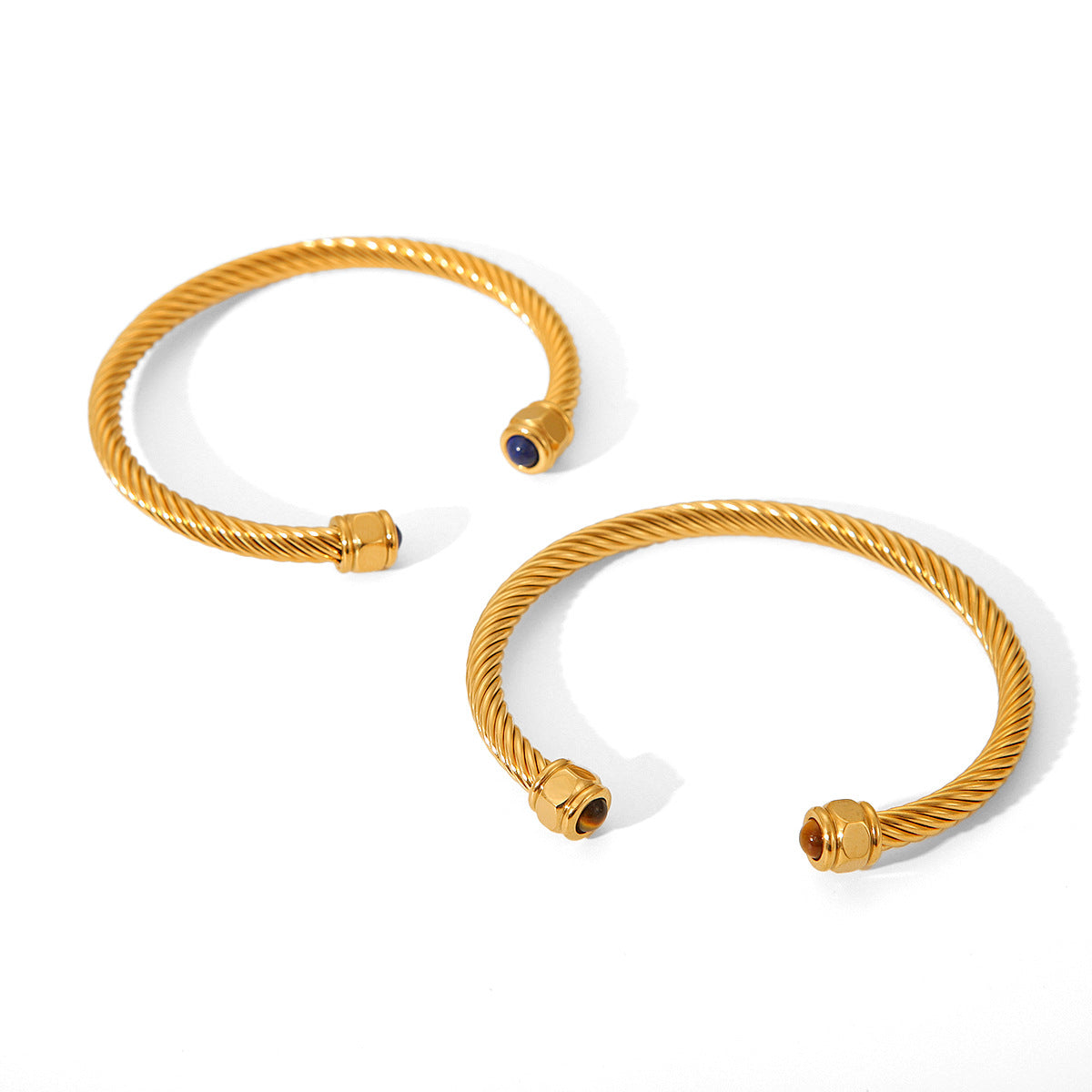 Minimalist C-Shaped Titanium Steel Bracelet for Women with Plated Finish and Twist Design